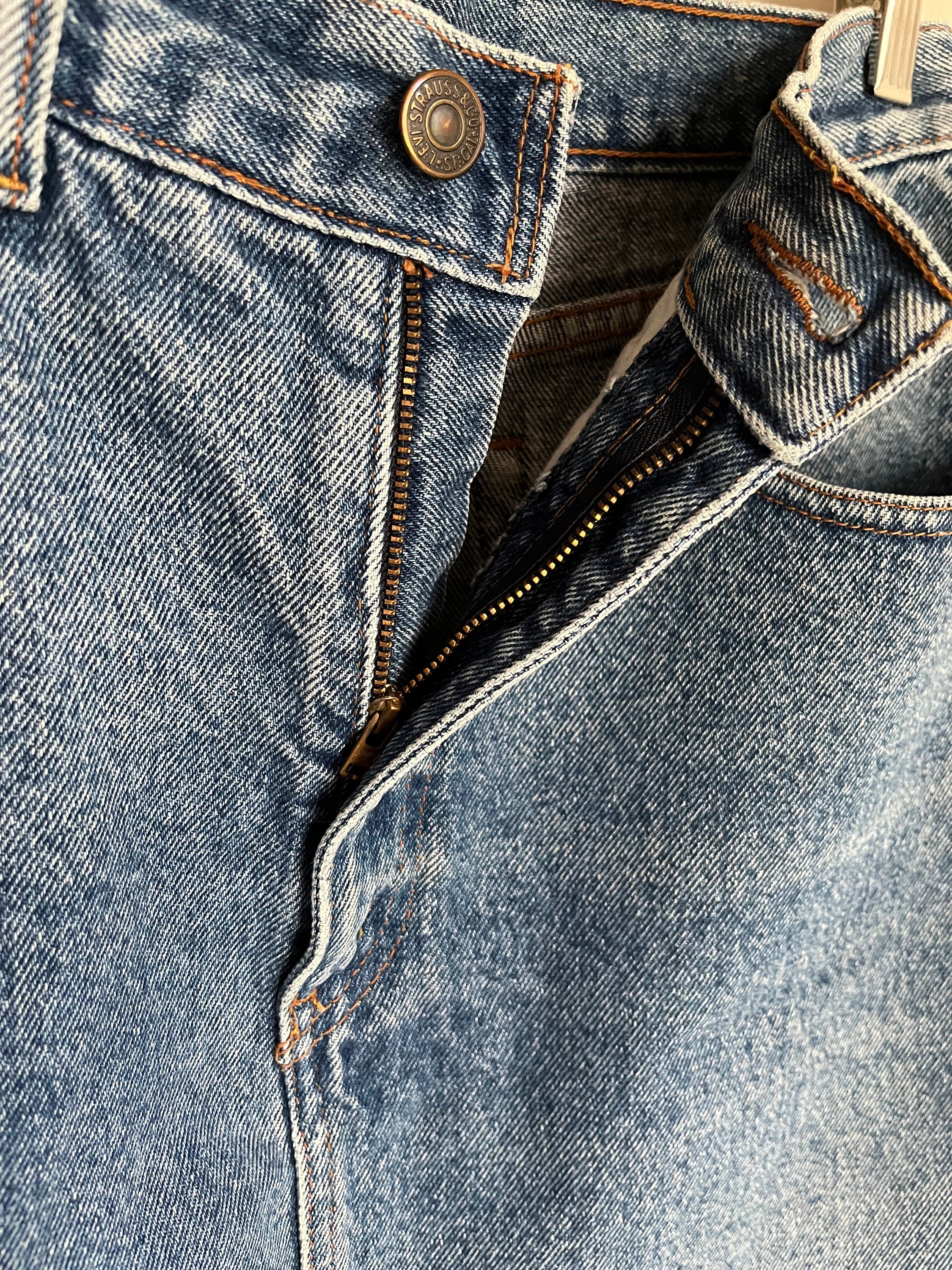 Vintage 80s Levi's Denim mini jupe orange Tab