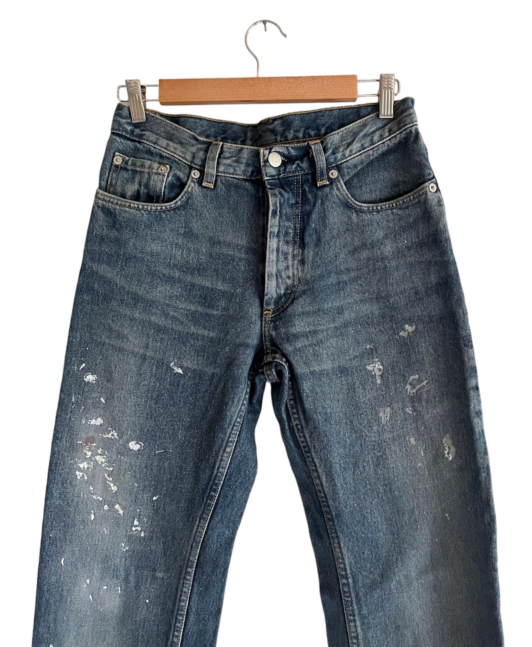Vintage Helmut Lang 1998 Iconic Painter Blue Jeans  sz US 26