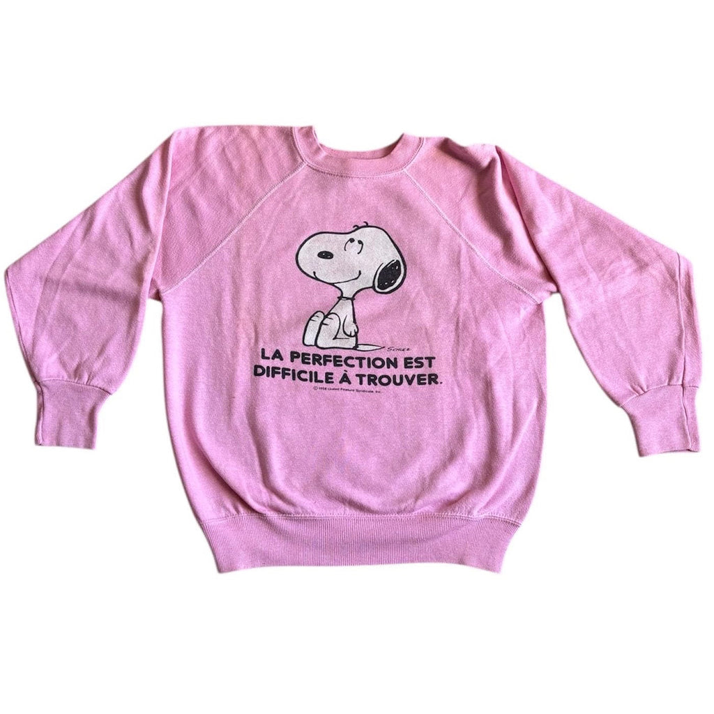Rare vintage 70s Snoopy French pink raglan distressed Sweatshirt S