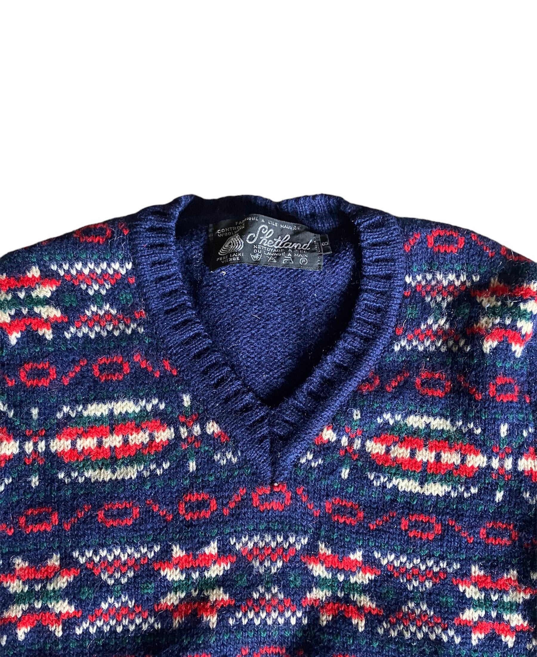 Vintage for kids Fair Isle shetland knitwear wool sweater 8 years