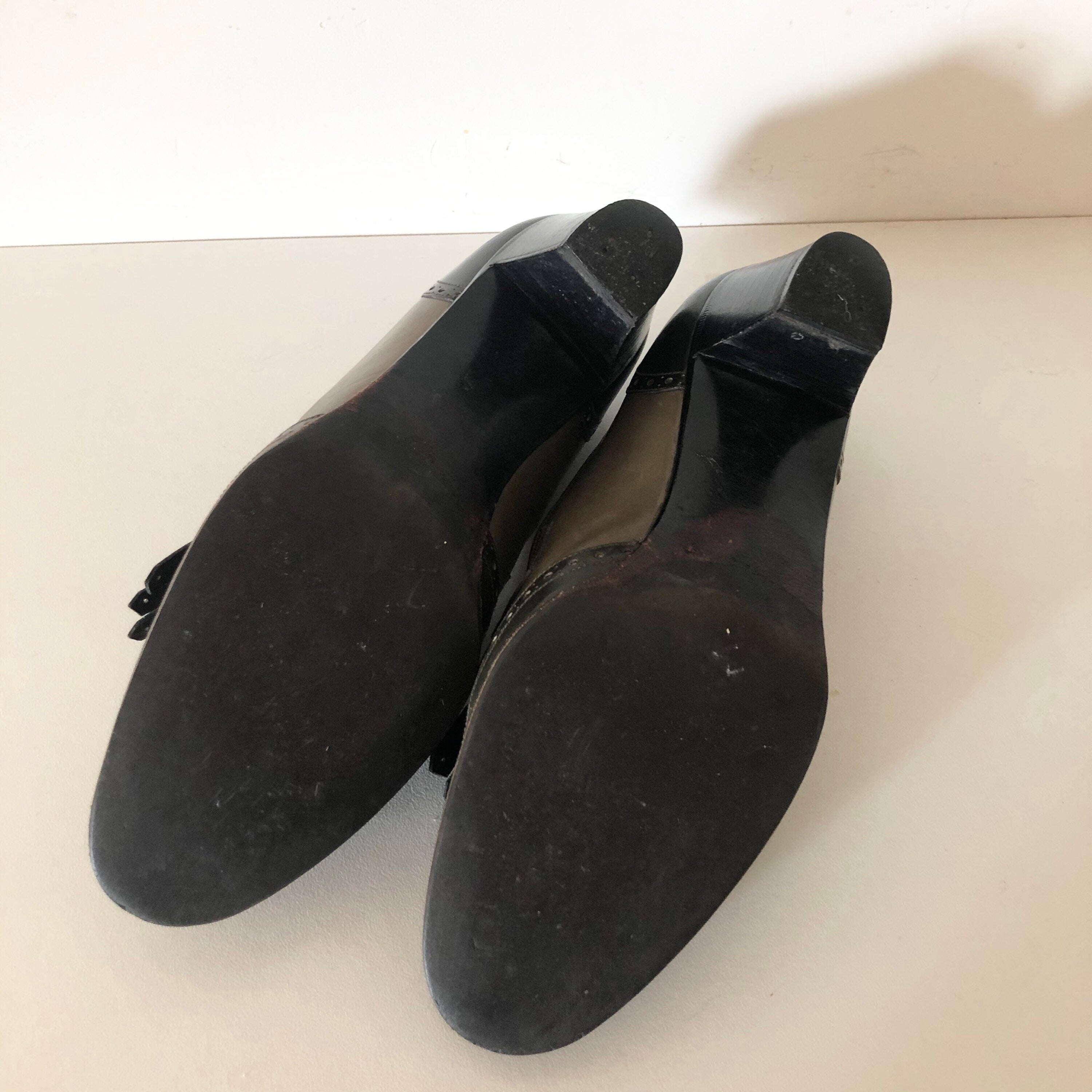 Vintage CELINE green Leather Fringes horsebit heels Loafers 37 FR